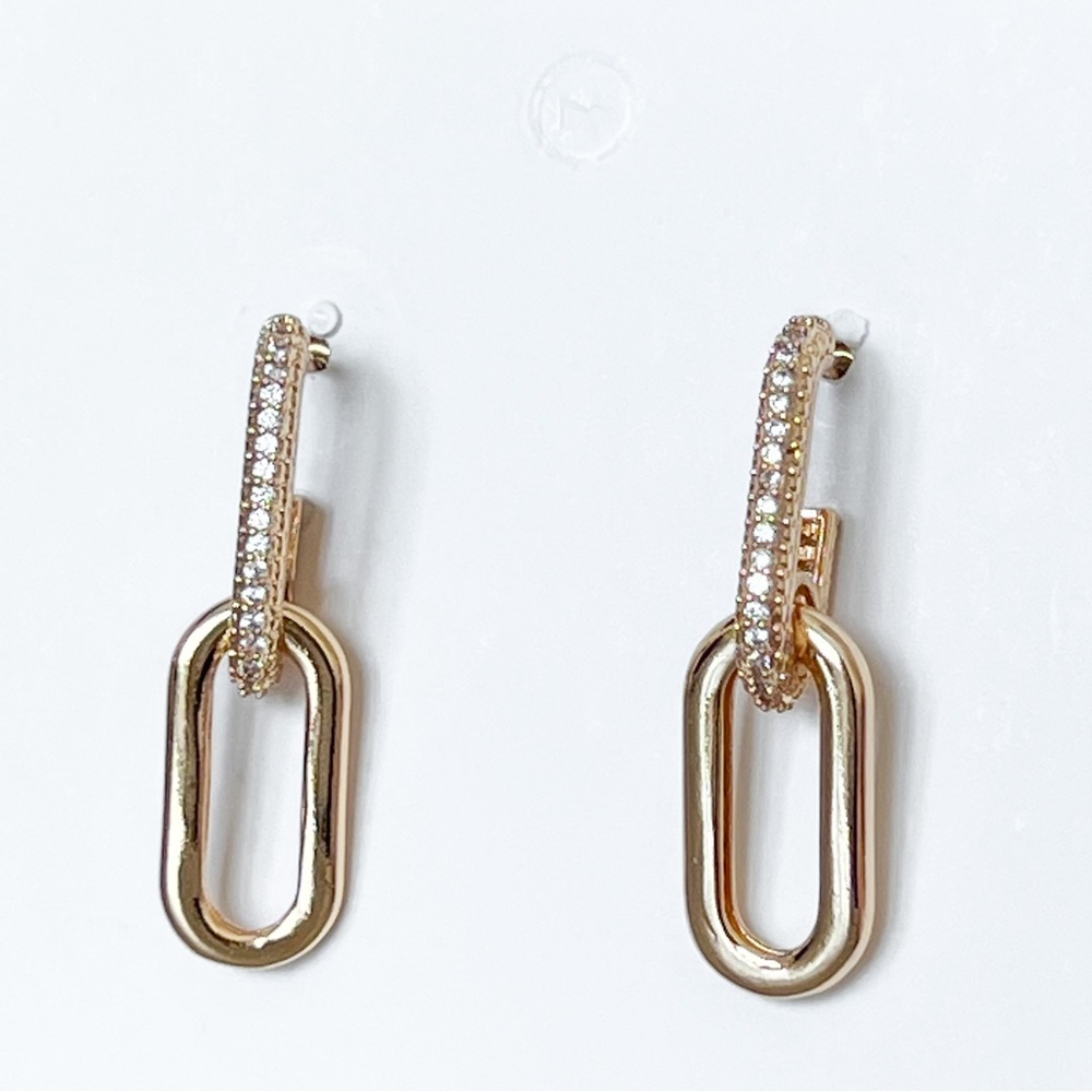NEW | rectangular hoop chain drop dangle earrings